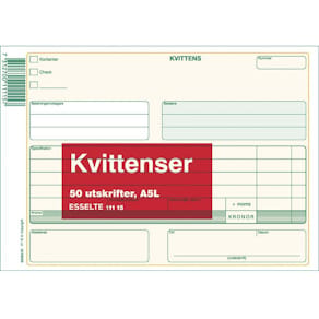Kvittens A5 Liggande utan kopia, 50 blad, 10st