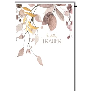 Trauerkarte, geprägt, mit Umschlag, schwarz/weiß