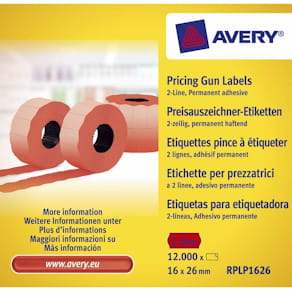 Prisetiketter Avery 26x16 mm rød, rulle 1200 stk
