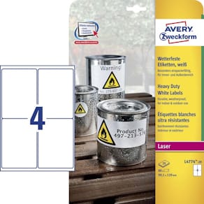 Vejrfaste etiketter Avery hvid 99,1x139 mm laser, 80 stk
