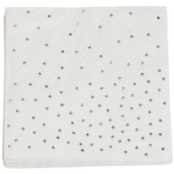 Serviett JOKER 33x33 cm hvit/sølv (16)