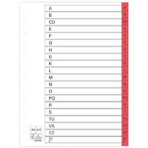 Register plastflik A-Ö röd 10/fp