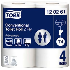 Toiletpapir Tork Advanced T4, 2-lags hvid, 24 ruller