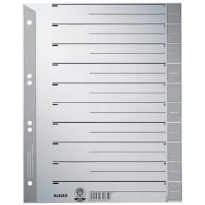 Trennblatt Leitz, A4, grau/grau, 10 Taben, Überbreite