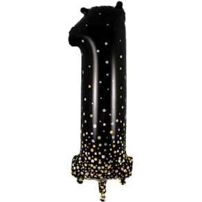 Folienballon OAK TREE Sparkling Fizz Zahl 1 Black & Gold, 86 cm