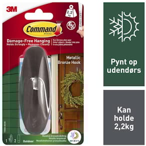 Klæbekroge 3M Command bronze, aftagelige, 4 pk