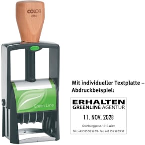 Selbstfärbestempel COLOP Green Line 2360, Platte + Datum