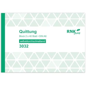 Quittungsblock RNK, A6, SD, 2x40 Blatt