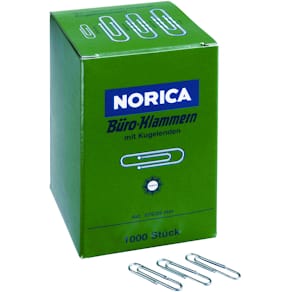 Büroklammern NORICA 2220, rund, verzinkt, 32 mm, 1000 Stück