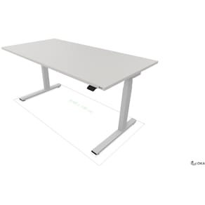 Schreibtisch OKA Easy-UP, 160x80 cm, lichtgrau/alusilber