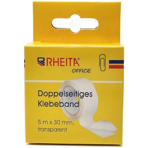 Doppelklebeband RHEITA, transparent, 5 m x 30 mm