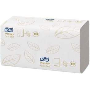 Håndklædeark Tork H3 2-lag hvid, FSC, 3000 stk