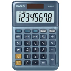 Tischrechner Casio MS-88EM, 8-stellig, silberblau
