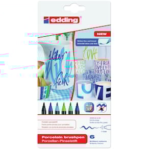 Brushpen Edding Porcelain Cool, assortiment, set van 6