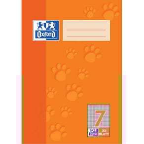 Schulheft Oxford, A5, 32 Blatt, Lineatur 7, kariert, orange, Wölk