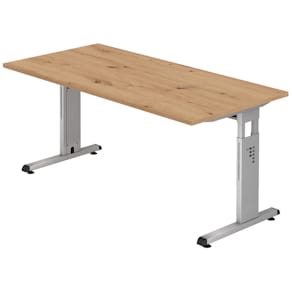 Schreibtisch HAMMERBACHER OS16, 160x80 cm, asteiche/silber