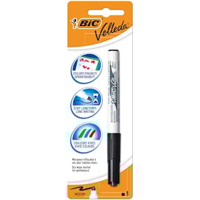 Whiteboardmarker Bic Velleda 1741, zwart, op blister