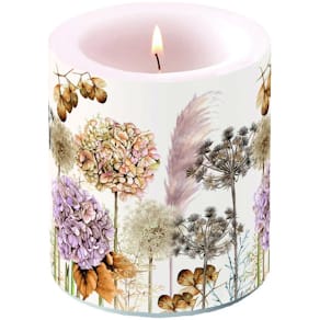 Kerze AMBIENTE Getrocknete Blumen, rund, bunt, 10 cm