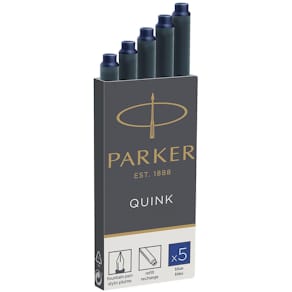 Inktpatronen Parker Quink, permanent blauw, doos 5 stuks