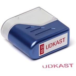 Kontorstempel Trodat Deskmate, tofarvet blå/rød, 1 stk