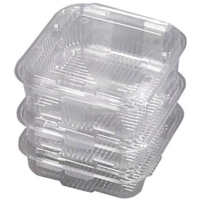 PET plastbakke m/hængslet låg, 175x168x50 mm, klar, 300 stk