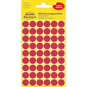 Färgkodningsprick AVERY Ø12mm röd 270/fp
