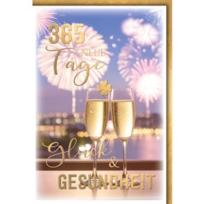 Neujahrskarte, geprägt, mit Umschlag