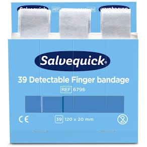 Plåster SALVEQUICK refill lång blå 39/fp