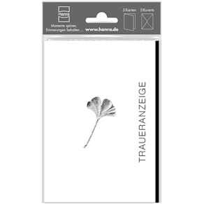 Trauerkarte HANRA, Motiv Trauer, 5 Stück, mit Briefumschlägen