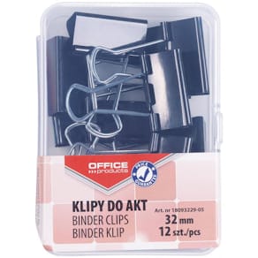 Foldbackclip Office Products, zwart, 32 mm, plastic doos van 12