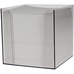 Memokubus Folia, plastic houder, witte blaadjes