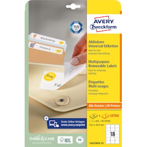 Etikett AVERY avtagb 63,5x46,6mm 540/fp