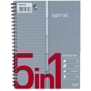 Kollegieblok Bantex linjeret A5, hvid, 5 stk