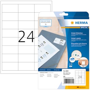 Etiketten HERMA A4 Inkjet, 66x33,8 mm, weiß, 25 Blatt