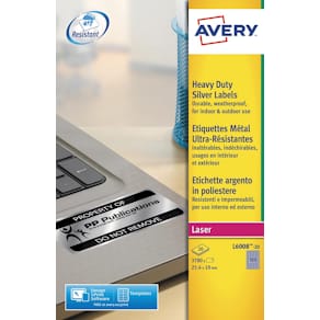 Etiketten Avery ultra-sterk, zilverkleurig, 24,5 x 10 mm, 3780 st