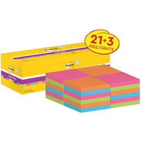 Post-it® Supersticky mix + 3 gratis, 76x76mm, 24/FP