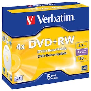 DVD+RW Verbatim Jewelcase, 4,7Gb, 5/fp