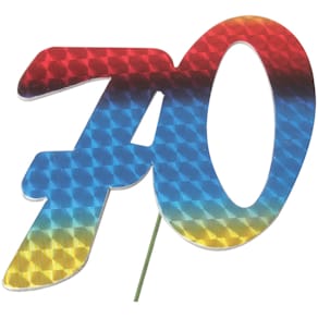 Jubiläumszahl Noname, 70, bunt, 8 cm, Pappe mit Hologrammfolie, 1