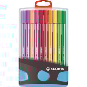 Brushpen STABILO Pen 68, ColorParade, blauw-grijze doos, 20 stuks