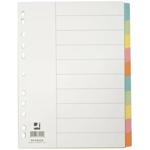 Register Q-Connect, A4, blanko, farbig, 10-teilig