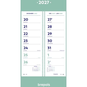 Weekkalender Brepols op schild, 2026