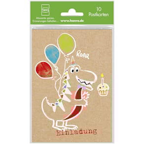 Einladungskarte Noname, Kinder, bunt, 10 Stück, mit Umschlägen