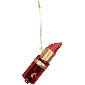 Weihnachtsanhänger Lippenstift, Glas, rot/gold, 8 cm