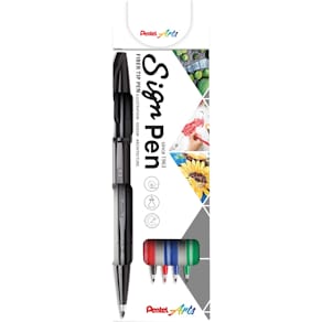 Schrijfstift Pentel Sign Pen S520, blister van 4 stuks, assorti