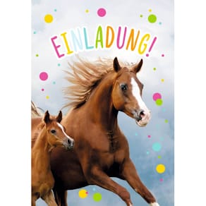 Einladungskarte KOMMA³ Kinder, 6 Stück, bunt, mit Umschlag