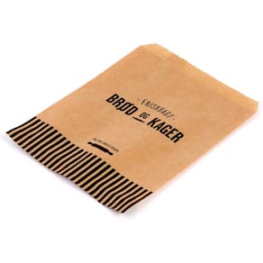 Bagerpose papir m/vindue, brun m/tryk, 170x215, 1000 stk