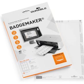 Indstik til navneskilte Durable 90 x 60 mm, hvid, 180 stk