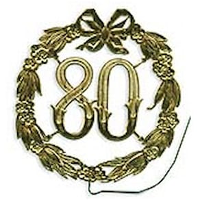 Jubiläumszahl Demmler, Ø 13 cm, 80, gold