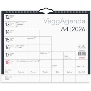 Väggkalender 2026 agenda A4