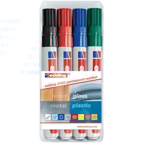 Permanent marker Edding 3300, blister, 4 stuks, assorti
